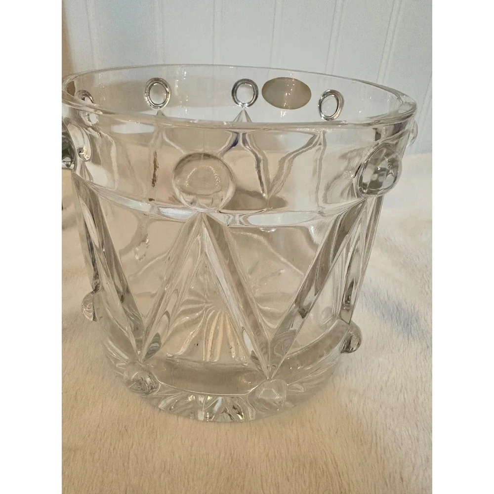 Teleflora Crystal Drum Vase Home Decor Clear Excellent Bohemian Lead Crystal Vtg